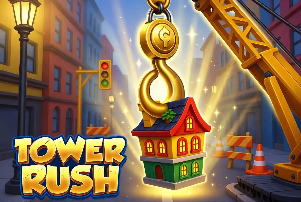 Tower Rush demo round showing the fun-credit balance